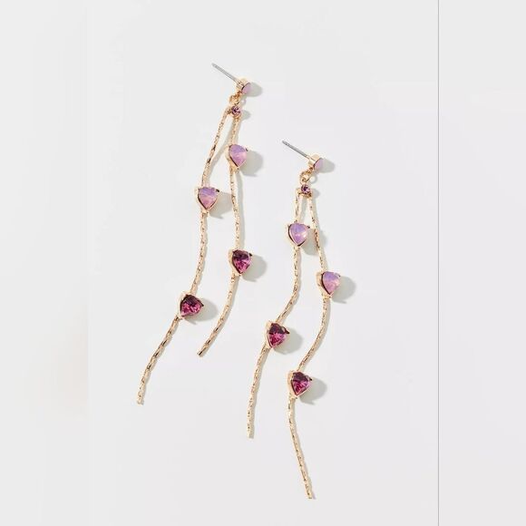 NWT Urban Outfitters Ombre Gold and Pink Heart Rhinestone Asymmetrical Earrings - Picture 8 of 10